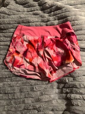 Athleta Pink Floral-Print Athletic Shorts